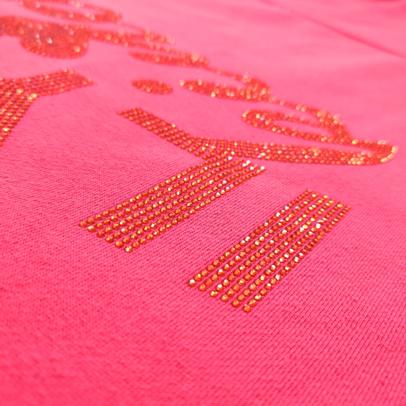 ILYSM Kinda Womens Embellished Sparkly Hoodie Size XL Pink Oversize Bling Glam - Picture 7 of 12